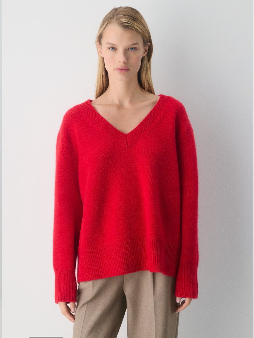 Aritzia Plush Cashmere Oversized V-Neck Sweater Size L NWT